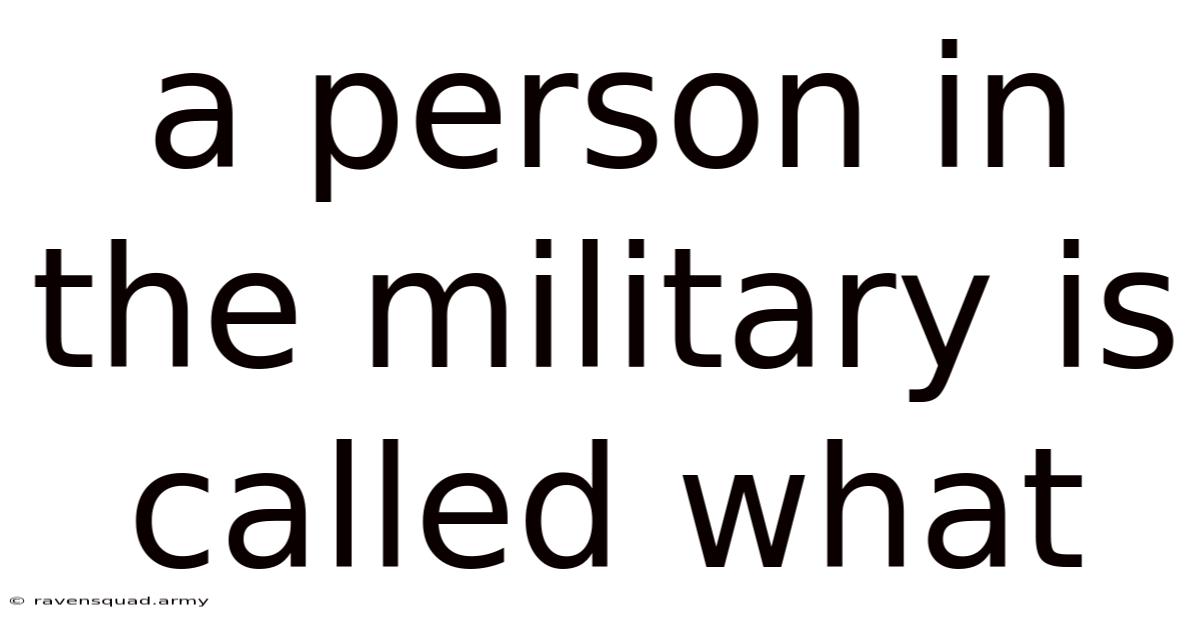 A Person In The Military Is Called What