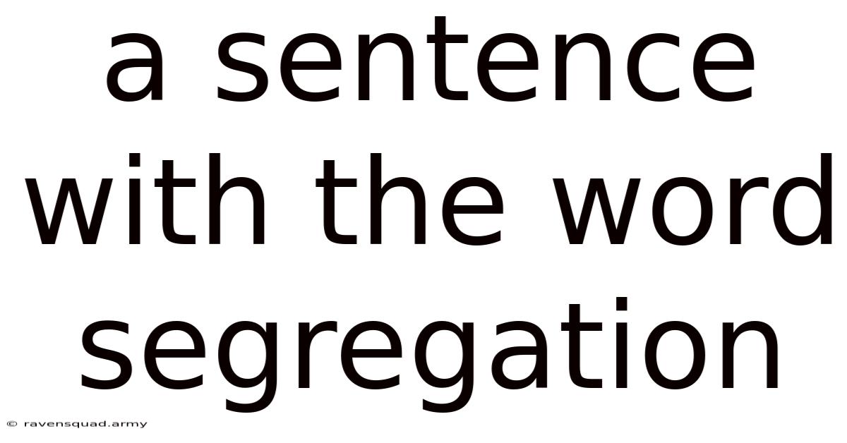 A Sentence With The Word Segregation