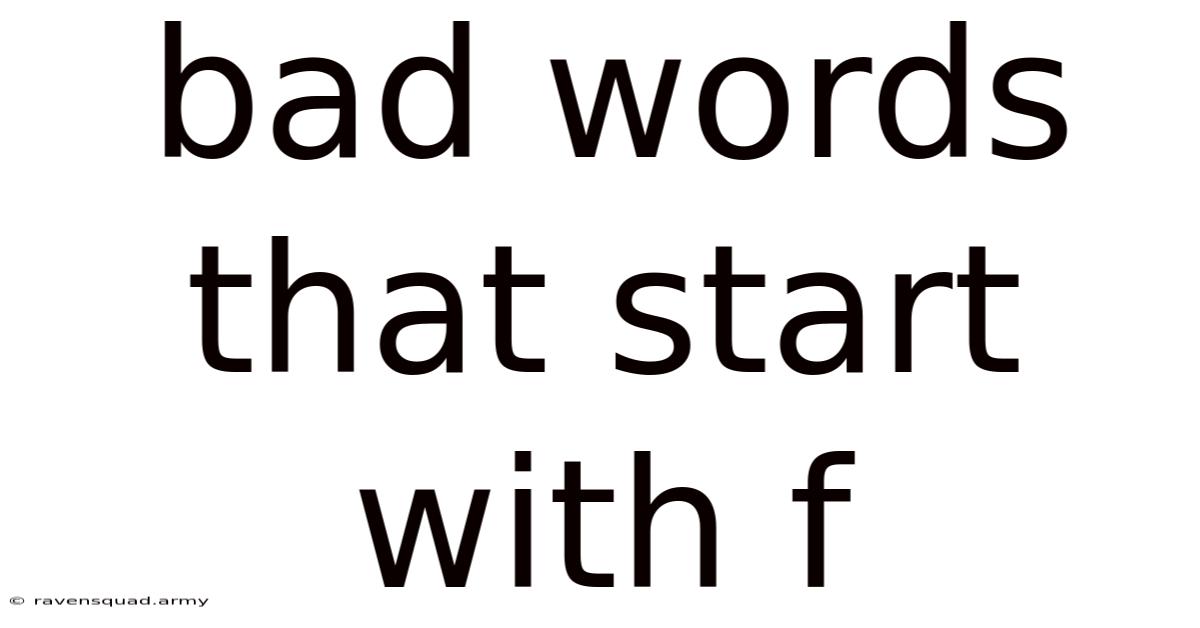 Bad Words That Start With F