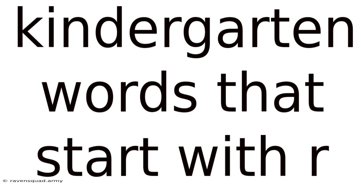 Kindergarten Words That Start With R