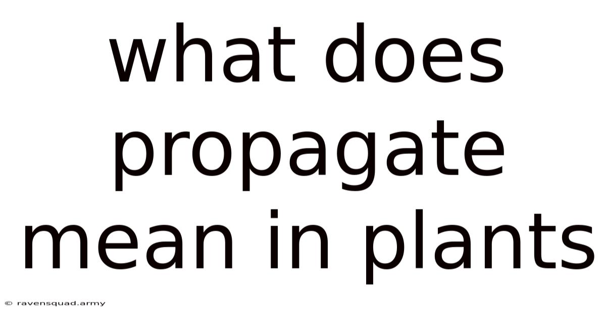What Does Propagate Mean In Plants