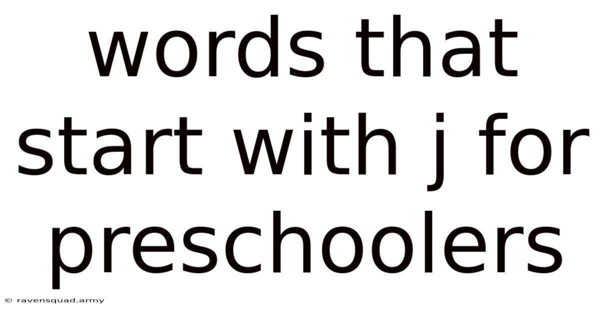 Words That Start With J For Preschoolers