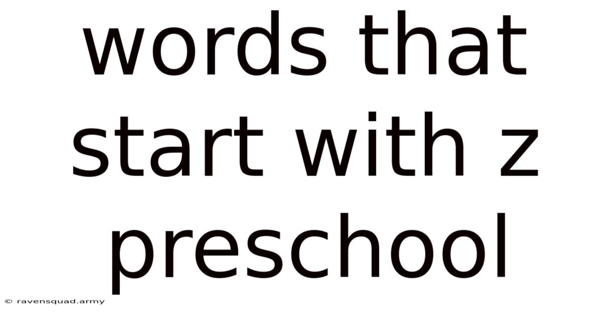 Words That Start With Z Preschool